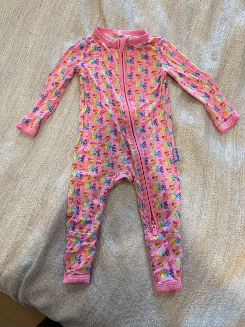 Posh Peanut Pink Rainbow Heart & Butterfly Zippered Pajamas